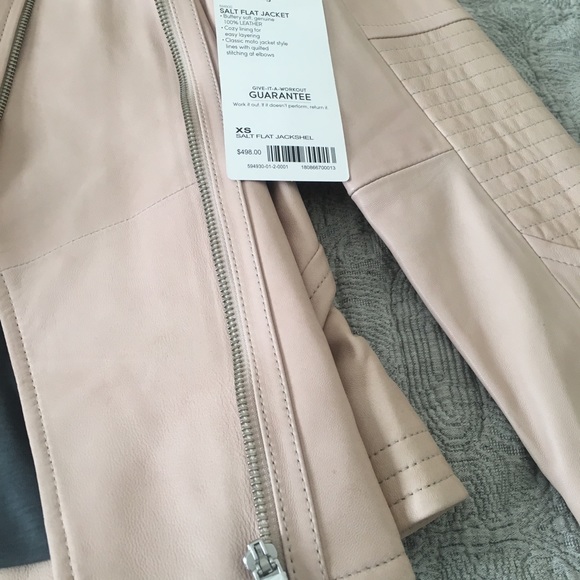 NWT Athleta Blush Leather Moto Sz XS Salt Flat Jkt - Picture 2 of 8
